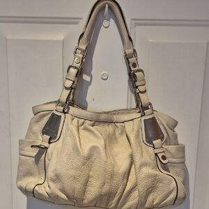 B Makowsky Elegant Pebbled Cream Leather Tote Bag in VGUC. Super Clean!